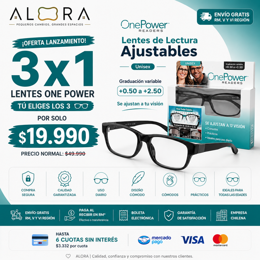 3 Lentes de Lectura Autoajustables One Power | Unisex | 3x1 Oferta Especial
