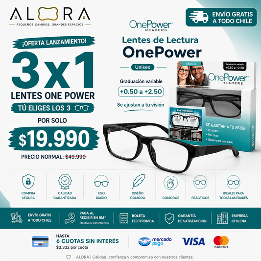 3 Lentes de Lectura Autoajustables One Power | Unisex | 3x1 Oferta Especial